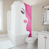 Makeup mit Glitzer-Effekt Duschvorhang (Beispiel)