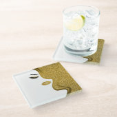 Makeup mit Glitzer-Effekt Glasuntersetzer (Schrägansicht)