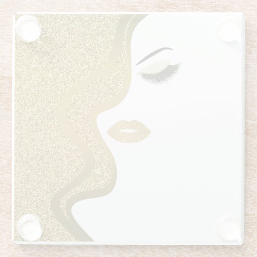 Makeup mit Glitzer-Effekt Glasuntersetzer (Rückseite)