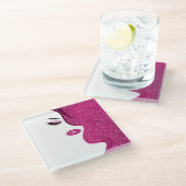 Makeup mit Glitzer-Effekt Glasuntersetzer (Schrägansicht)