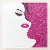 Makeup mit Glitzer-Effekt Glasuntersetzer (Vorderseite)