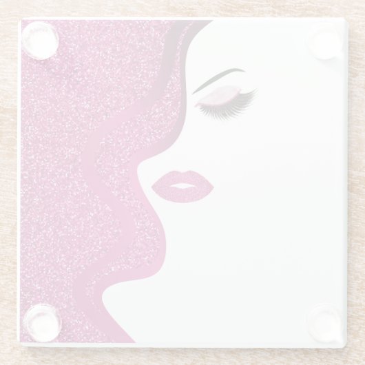 Makeup mit Glitzer-Effekt Glasuntersetzer (Rückseite)