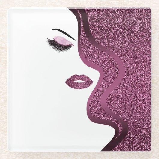 Makeup mit Glitzer-Effekt Glasuntersetzer (Vorderseite)