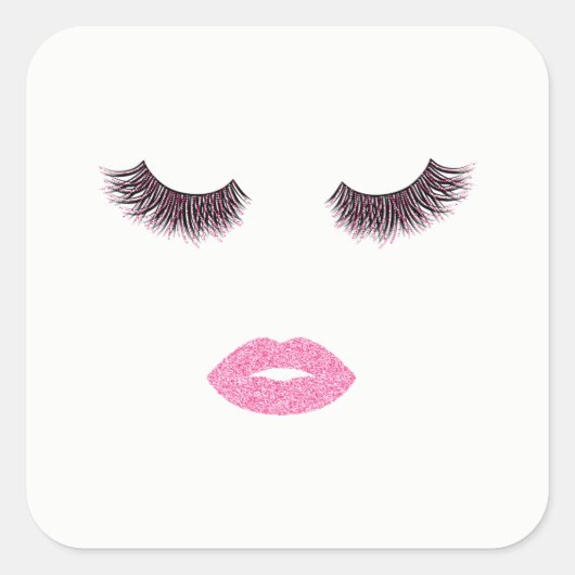 Makeup mit Glitzer-Effekt Quadratischer Aufkleber (Vorderseite)