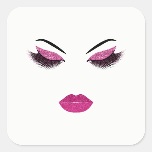 Makeup mit Glitzer-Effekt Quadratischer Aufkleber (Vorderseite)
