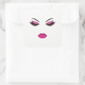 Makeup mit Glitzer-Effekt Quadratischer Aufkleber (Tasche)