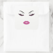 Makeup mit Glitzer-Effekt Quadratischer Aufkleber (Tasche)