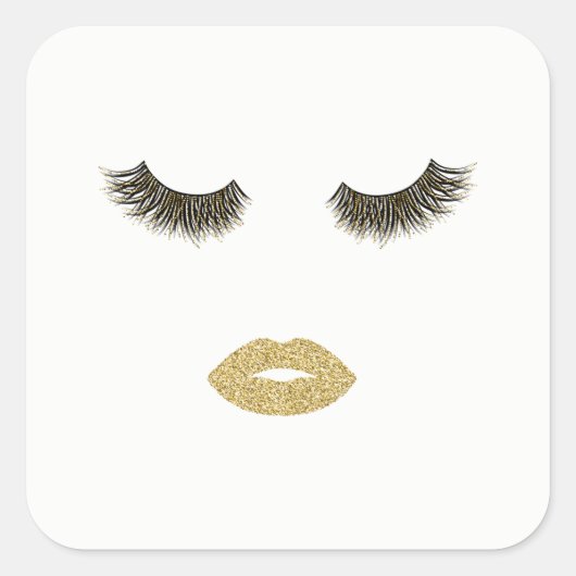 Makeup mit Glitzer-Effekt Quadratischer Aufkleber (Vorderseite)