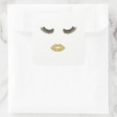 Makeup mit Glitzer-Effekt Quadratischer Aufkleber (Tasche)