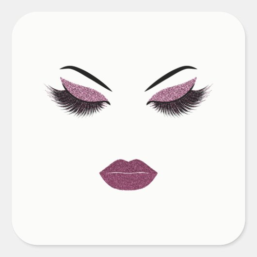 Makeup mit Glitzer-Effekt Quadratischer Aufkleber (Vorderseite)