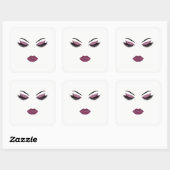 Makeup mit Glitzer-Effekt Quadratischer Aufkleber (Blatt)
