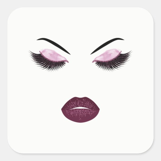 Makeup mit Glitzer-Effekt Quadratischer Aufkleber (Vorderseite)