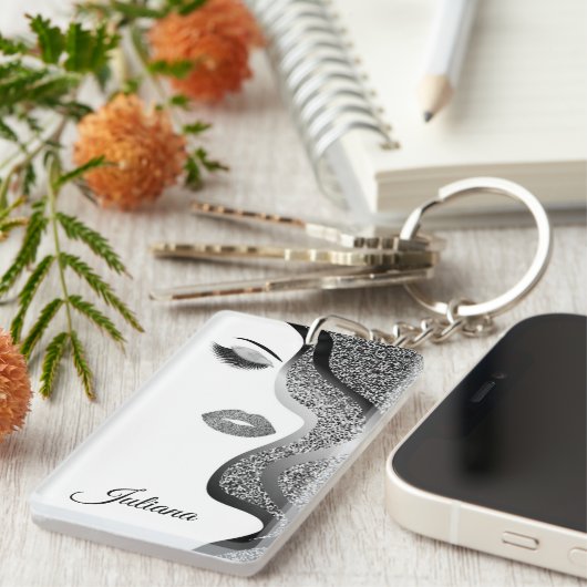 Makeup mit Glitzer-Effekt Schlüsselanhänger (Vorderseite rechts)