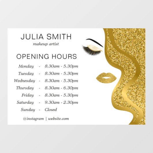 Makeup mit Goldwirkung Glitzer Fensteraufkleber (Blatt)