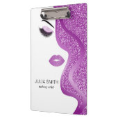 Makeup mit lila Glitzer Klemmbrett (Links)