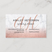 Makeup mit Monogramm Rose Goldfolie Marmor Drehbuc Visitenkarte (Rückseite)