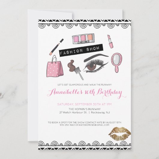 Makeup/Mode Party Einladung anzeigen (Vorderseite)