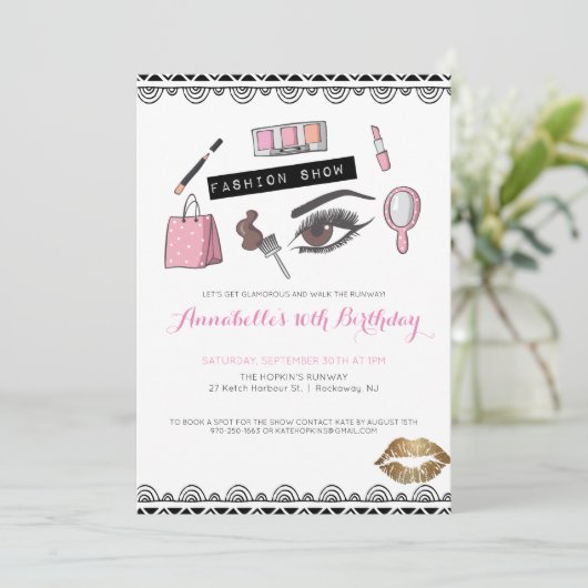 Makeup/Mode Party Einladung anzeigen (Stehend Vorderseite)