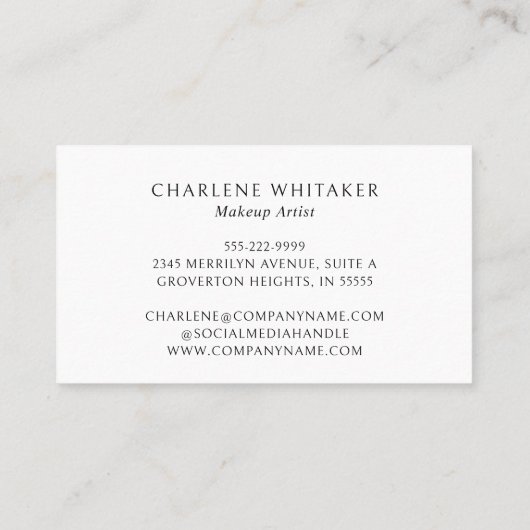 Makeup Moderne Skripttypografie Visitenkarte (Rückseite)