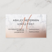 Makeup Monogramm Marmor Rose Gold-Folie Skript Visitenkarte (Rückseite)