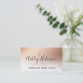 Makeup Monogramm Marmor Rose Gold-Folie Skript Visitenkarte (Stehend Vorderseite)