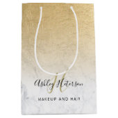 Makeup Monogramm Marmorfolienskripte Mittlere Geschenktüte (Vorderseite)