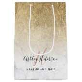 Makeup Monogramm Marmorfolienskripte Mittlere Geschenktüte (Rückseite)