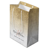 Makeup Monogramm Marmorfolienskripte Mittlere Geschenktüte (Rückseite Schrägansicht)