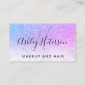 Makeup monogramm marmorrosa Glitzer Skript Visitenkarte (Vorderseite)