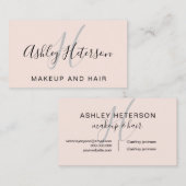 Makeup monogramm pink minimalistisch-elegantes Dre Visitenkarte (Vorne/Hinten)