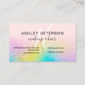 Makeup-Monogramm-Regenbogen-Glitzer-Drehbuch pink Visitenkarte (Rückseite)