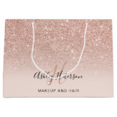 Makeup-Monogramm-Rose-Gold-Glitzer-Skript Große Geschenktüte (Vorderseite)