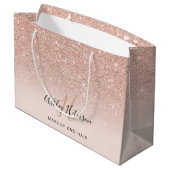 Makeup-Monogramm-Rose-Gold-Glitzer-Skript Große Geschenktüte (Rückseite Schrägansicht)