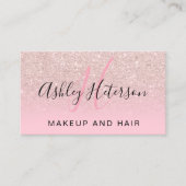 Makeup Monogramm Skript Rose Gold Glitzer rosa Visitenkarte (Vorderseite)