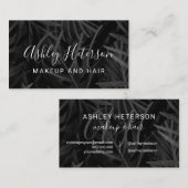 Makeup monogramm solide schwarze Palmenblatt Aquar Visitenkarte (Vorne/Hinten)