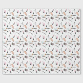 Makeup Muster mit Lipstick, Mascara, Pinsel usw. Geschenkpapier (Flach)