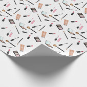 Makeup Muster mit Lipstick, Mascara, Pinsel usw. Geschenkpapier (Ecke)