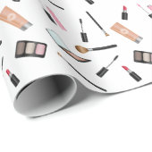 Makeup Muster mit Lipstick, Mascara, Pinsel usw. Geschenkpapier (Rolleneckpunkt)