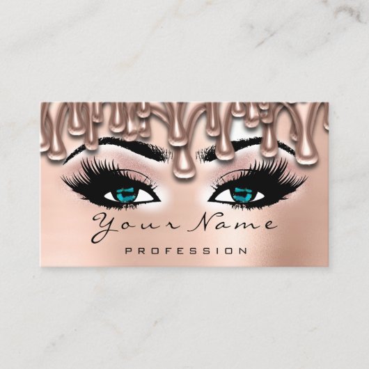 Makeup Nails Lash Makeup Rose Tropfen Blush Blue Visitenkarte (Vorderseite)