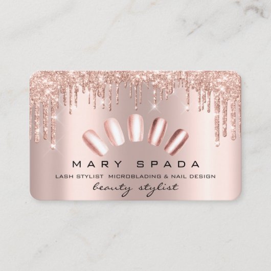 Makeup Nails Manicure Rose Glitzer Visitenkarte (Vorderseite)