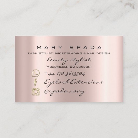 Makeup Nails Manicure Rose Spark Mode Gold Wow Visitenkarte (Rückseite)