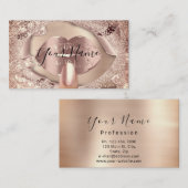 Makeup Nails Rose Gold Kiss Lips Glitzer Visitenkarte (Vorne/Hinten)