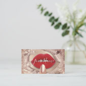 Makeup Nails Rose Kiss Red Lips QR-Logo Visitenkarte (Stehend Vorderseite)