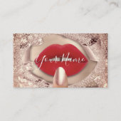 Makeup Nails Rose Kiss Red Lips QR-Logo Visitenkarte (Vorderseite)