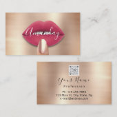 Makeup Nails Rose Rosa Kiss Lips Logo QR Code Visitenkarte (Vorne/Hinten)