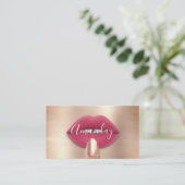 Makeup Nails Rose Rosa Kiss Lips Logo QR Code Visitenkarte (Stehend Vorderseite)
