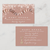 Makeup Nails Stylist Manicure Rose Tropfen Crysals Visitenkarte (Vorne/Hinten)