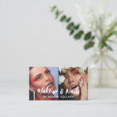 Makeup & Nails Weißes Skript 2 Fotos Visitenkarte (Stehend Vorderseite)