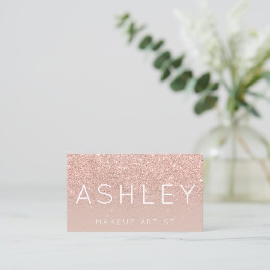 Makeup Name elegante Typografie, rot Rose Gold Visitenkarte (Stehend Vorderseite)