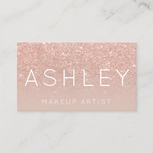 Makeup Name elegante Typografie, rot Rose Gold Visitenkarte (Vorderseite)